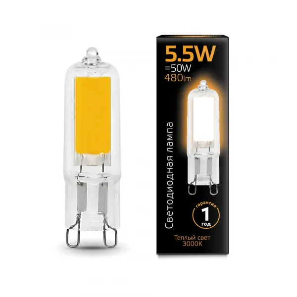 Светодиодная лампа Gauss 5,5W 480Lm 3000K G9 107809105 GAUSS 107809105_GAUSS