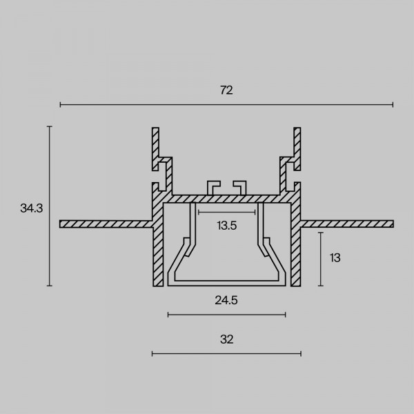 Алюминиевый профиль для натяжного потолка 34×72 (Серебро, 2 м), ALM014S-2M