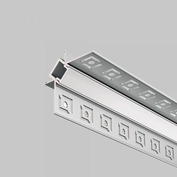 Алюминиевый профиль встраиваемый скрытого монтажа 46×23 (Серебро, 2 м), ALM-4623-S-2M