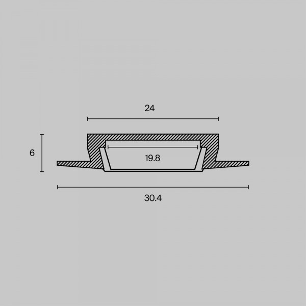 Алюминиевый профиль встраиваемый с фланцем 30×6 (Серебро, 2 м), ALM003S-2M
