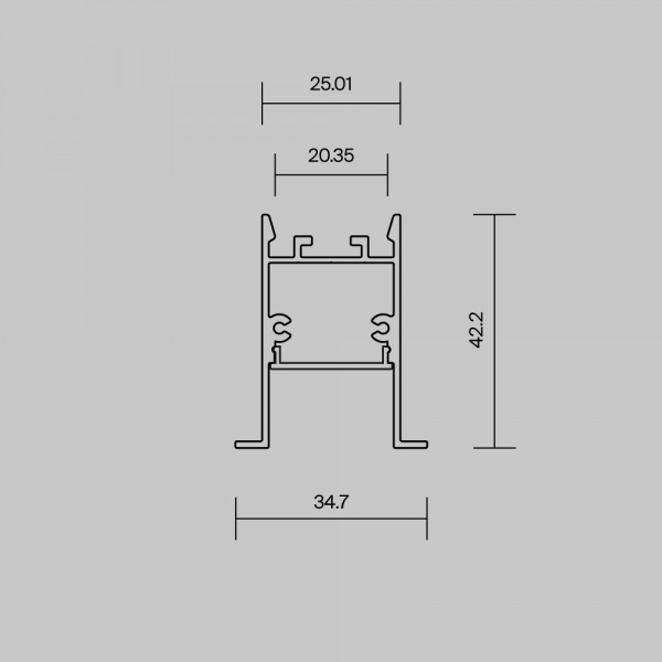 Алюминиевый профиль встраиваемый скрытого монтажа 35x42 (Черный, 2 м), ALM-3542-B-2M 632015