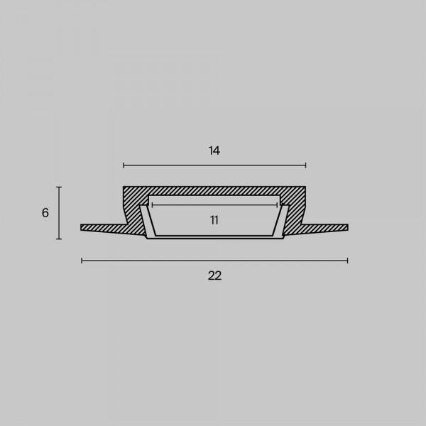 Алюминиевый профиль встраиваемый с фланцем 22×6 (Серебро, 2 м), ALM004S-2M