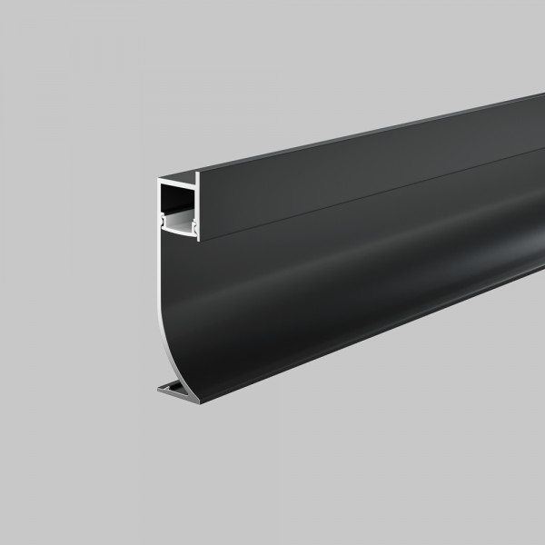 Алюминиевый профиль плинтус 53×14 (Черный, 2 м), ALM-5314-B-2M