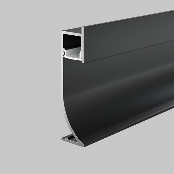 Алюминиевый профиль плинтус 53×14 (Черный, 2 м), ALM-5314-B-2M