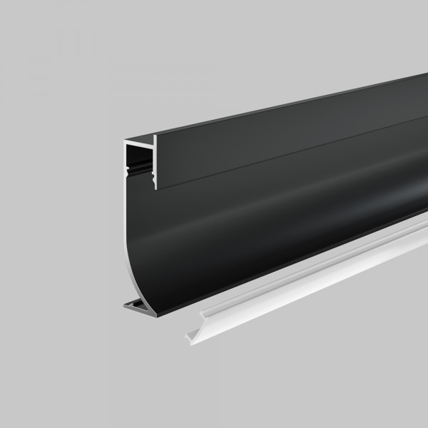 Алюминиевый профиль плинтус 53×14 (Черный, 2 м), ALM-5314-B-2M